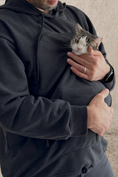 Petolojim Pati Kucağı Sweatshirt (Kanguru Keseli Kedi-Köpek Taşıma Kıyafeti) ...