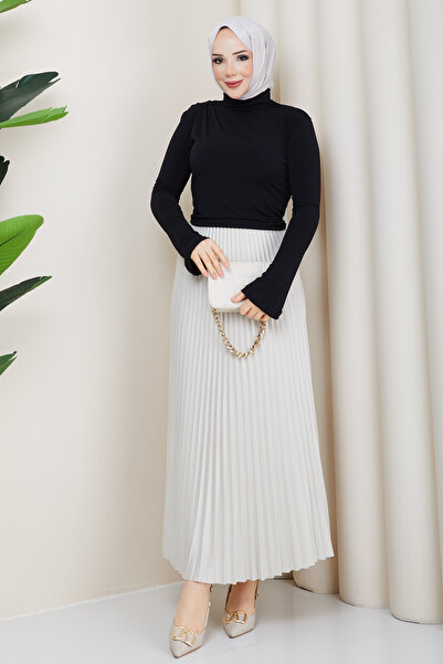 modapark.ist Women's Spanish Sleeve Blouse Pleated Skirt Set