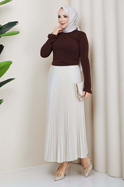 modapark.ist Women's Spanish Sleeve Blouse Pleated Skirt Set