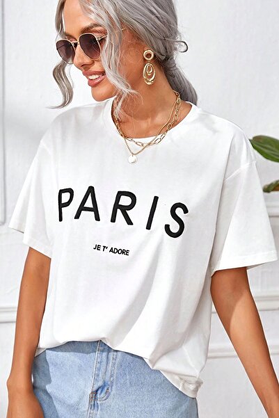 trendypassion Tricou oversize unisex imprimat Paris
