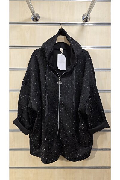 Park Moda Taş Baskılı Ceket Kapüşonlu Oversize