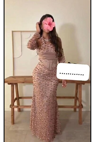 NALA FASHION Luxurious rose gold evening dress