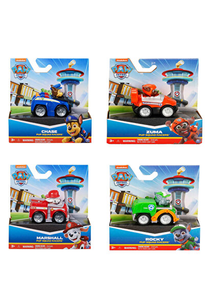 PAW PATROL Mini Figürlü Araçlar 4'lü Set Chase Marshal Zuma Rocky