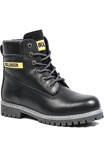 Bulldozer 250122 Men's Black Matte Genuine Leather Waterproof Orthopedic Sports Winter Boots Shoes