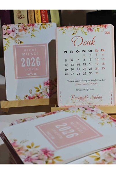 Genç Box Çiçekli Hicri Miladi Masaüstü 2026 Yılı Takvimi