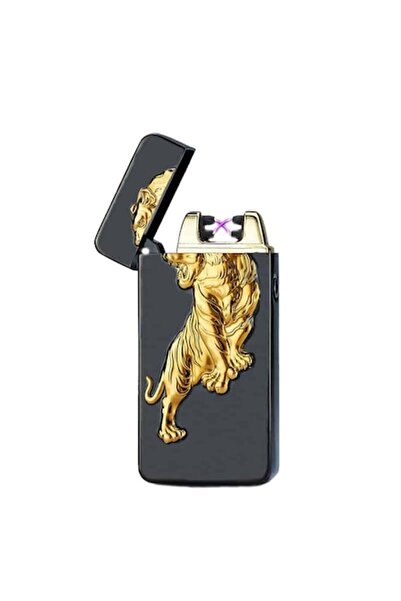Edman electric lighter 3D relief with USB charging, Black Tiger