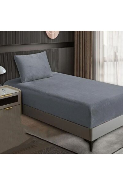 Reiashn Velvet elasticated sheet set, 2 pieces, dark gray, single and a half size