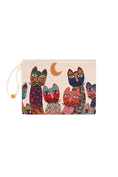 Bursa İpek Cat Pattern Tapestry Wallet
