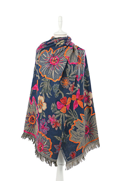 Bursa İpek Şal de iarnă cu model Marimo bleumarin