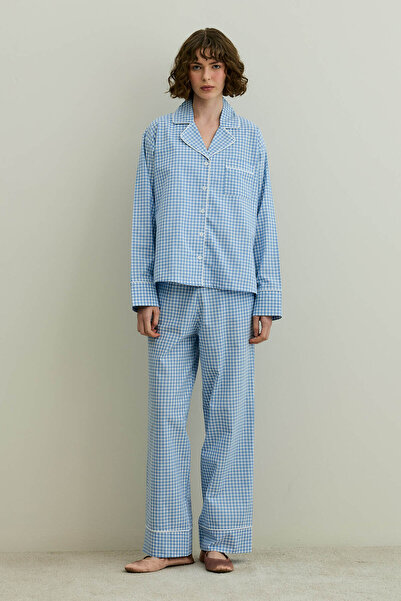 Fahhar Pötikare Cotton Pajama Set Blue
