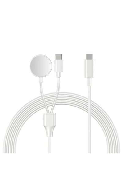 Edman Cablu de încărcare rapidă 2 în 1 USB-C, alb, 1 m, pentru Apple Watch și...