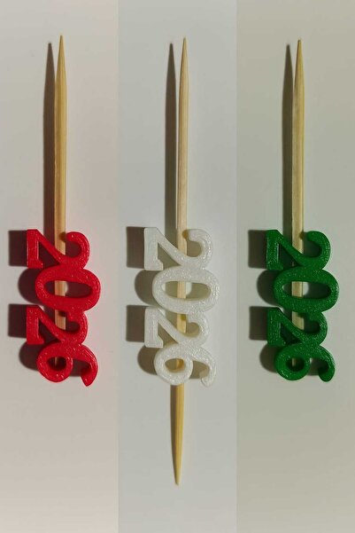 Meta3Dsolutions 2026 Yazılı Kürdan Süsü Renkli 30 adet