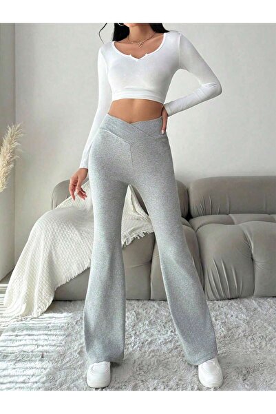 NEWLAKER Corded Fabric Fabric Cross Waist Loose Fit Sweatpants