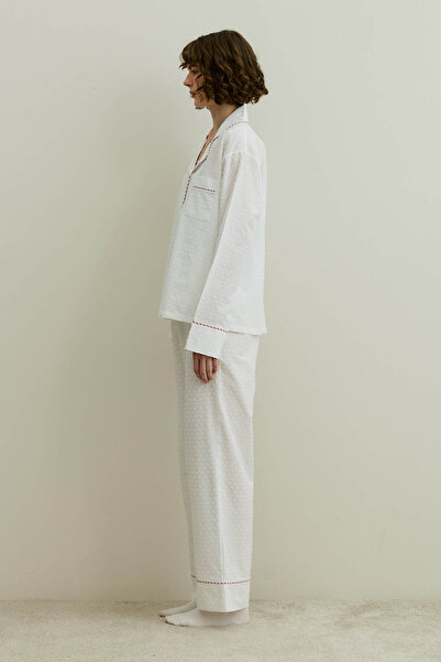 Fahhar Pompom Pajama Set Ecru