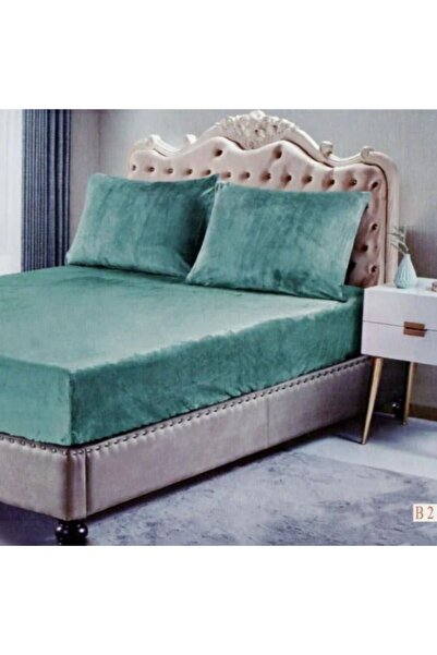 Reiashn شرشف مطاط هوم مخمل لون تيفاني شتوي مزدوج 38+200*cm 200