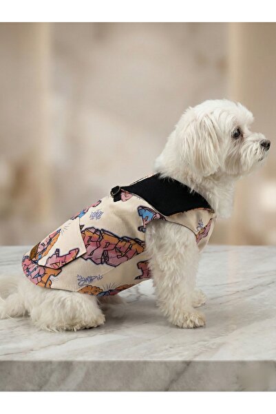 bellorsi Premium Desenli İçi Polarlı Kot Kumaş Kedi Köpek Kıyafeti Tasması