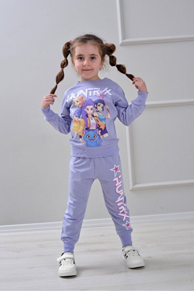 LİLLYPİCCA Set de 2 piese pentru fete Hanorac cu mâneci lungi imprimat - Pantaloni din bumbac pieptănat cu talie elastică