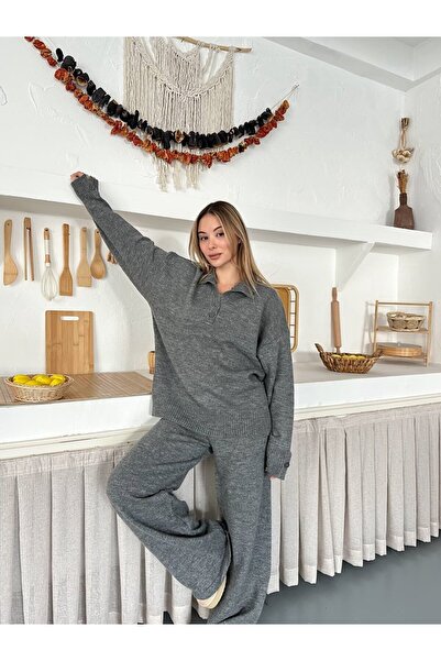 GİYSİ DÜNYASI 57 TRİKO KUMAŞ POLA YAKA KAZAK PNTALON 2 Lİ TAKIM