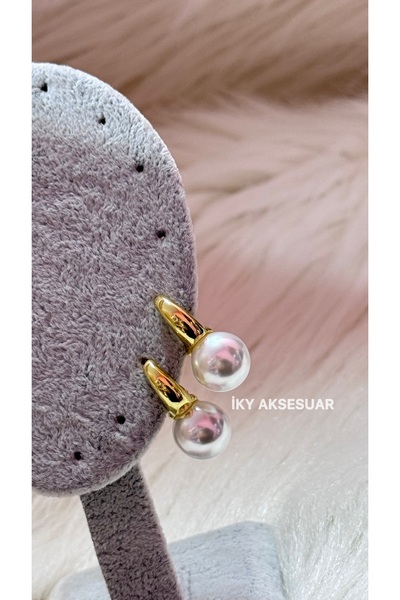 iky aksesuar أقراط اللؤلؤ الفولاذية