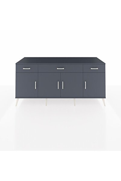 Dienni Kronos Konsol 3 Raflı 3 Çekmeceli 4 Kapaklı 176x59x83 Antrasit-Antrasi...