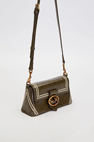 Levidor Authentic Phaeton Women's Shoulder Bag with Metal Logo and Ethnic Pattern Detail Lv930575 Green