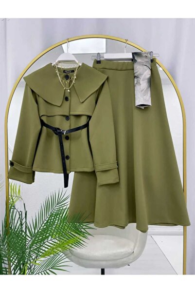 MODA VEDAT Set de fuste scuba cu curea pentru femei