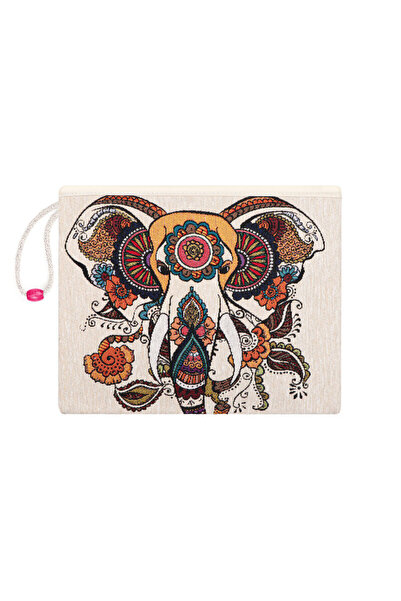 Bursa İpek Elephant Pattern Tapestry Handbag