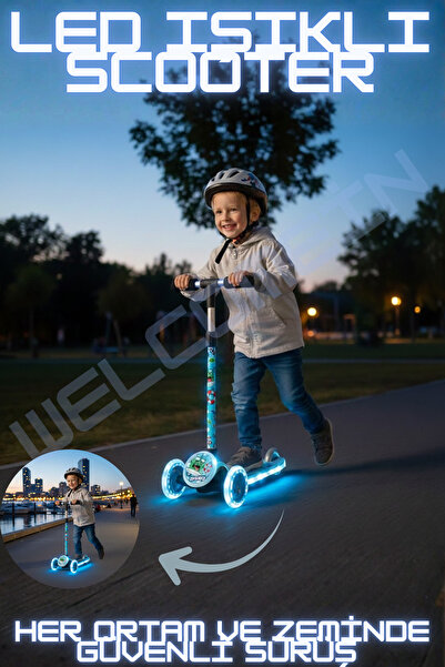 welcomein Yüksekliği Ayarlanabilen (67-73 Cm) Led Işıklı 3 Tekerli Scooter (K...