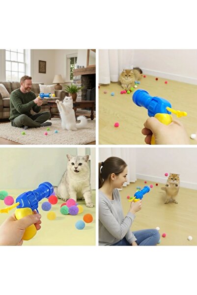 Marsilyan Buffer ®   20 Colorful Plush Ball Cat Toy Guns – Cat Exercise and Play Tool