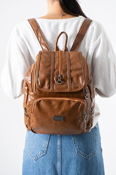 Baginn حقيبة ظهر نسائية من Y.S.Deri مصنوعة من الجلد النباتي مقاس 30*20 سم ذات...