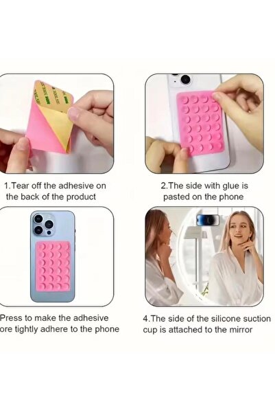 alisa Silikon Vakumlu Yapışkanlı Kaymaz Vantuz Cep Telefon Tutucu (1 ADET)