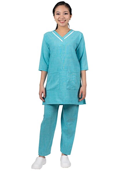 ABSHIR طقم زي الخادمة/الخادمة/المربية، سترة بفتحة رقبة على شكل حرف V وأكمام ث...