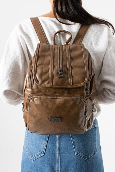 Baginn حقيبة ظهر نسائية من Y.S.Deri مصنوعة من الجلد النباتي مقاس 30*20 سم ذات...