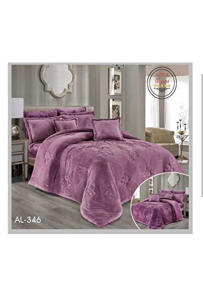FABRIC Double bed velvet duvet set, 8 pieces, in a distinctive purple color. ...