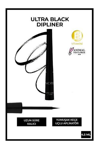 Note Cosmetics Siyah Dipliner - Keçe Uçlu, Hassas Uygulama, 3,5 ml, Uzun Süre Kalıcı