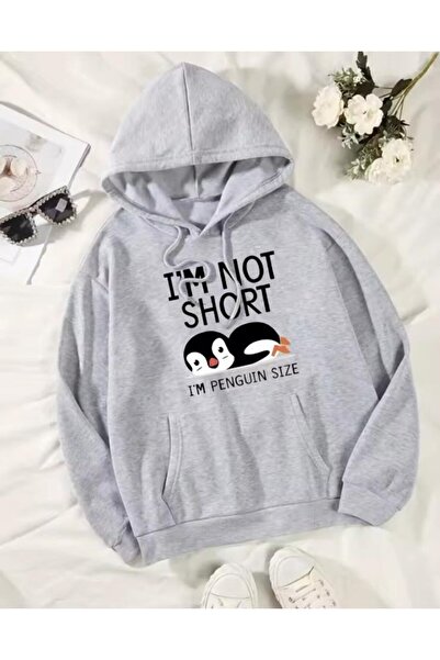 LELVANİ سترة رياضية للجنسين مطبوعة عليها عبارة 'I'M NOT SHORT' بتصميم البطريق