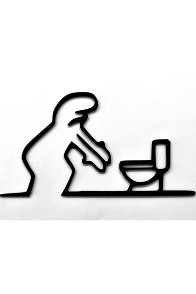 Polizer Komik WC Kapı Tabelası – Tuvalet Kapı İşareti (3D Baskı – Minimal Çizgi Tasarım)