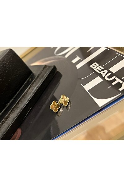 Dore Mrk Model Yonca Motifli Mini Gold Küpe