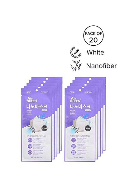 Air Queen مجموعة أقنعة الوجه المكونة من 20 قطعة مع فلتر ألياف نانوية
