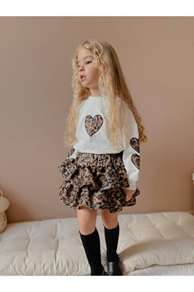 Bloom BBK41423 Etekli Leopar Desenli Kız Çocuk Takım