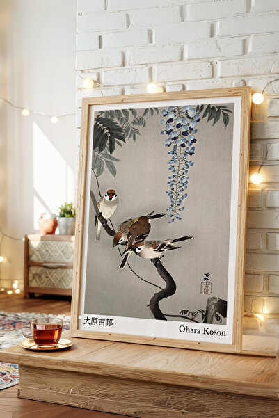 AKSU SANAT Kuşlar, Ohara Koson, Japon Ressamlar, Vintage (ÇERÇEVESİZ) Kanvas ...