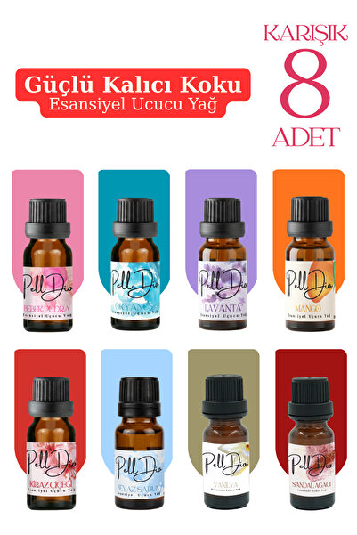 Pelldio 8'li Esansiyel Uçucu Koku Yağı Buhurdanlık Yağı Difüzör Esansı Hobi E...