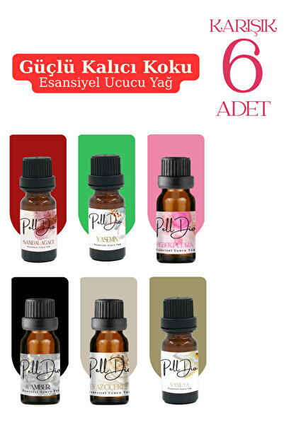Pelldio 6'lı Esansiyel Uçucu Koku Yağı Buhurdanlık Yağı Difüzör Esansı Hobi E...