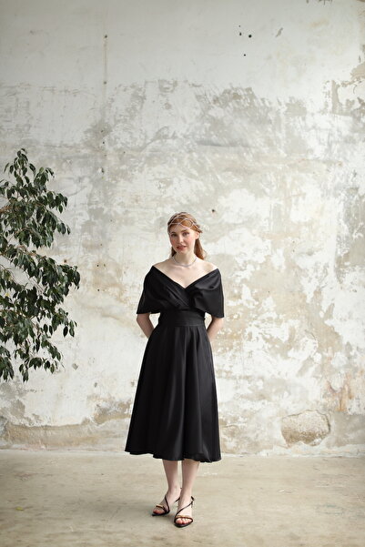 minel aşk Yaka Detaylı Davet Elbisesi