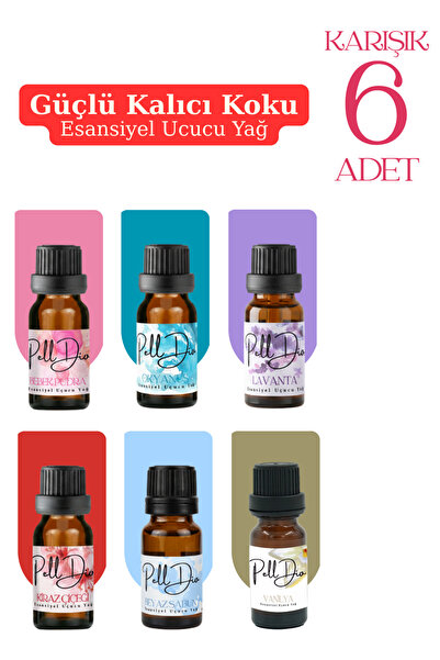 Pelldio 6'lı Esansiyel Uçucu Koku Yağı Buhurdanlık Yağı Difüzör Esansı Hobi E...