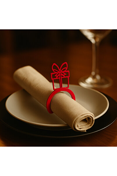 MİR STORE Hediye Kutulu 6’lı Peçete Yüzüğü Seti – Yılbaşı, Davet ve Sofra Sun...