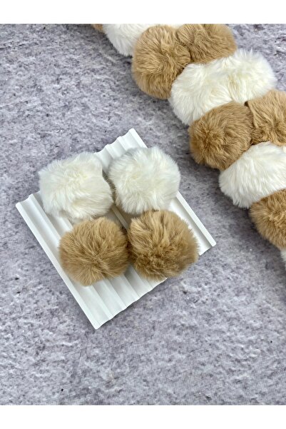 Toka Sepetim Kahverengi Ponponlu 2 Çift Pens Toka Seti