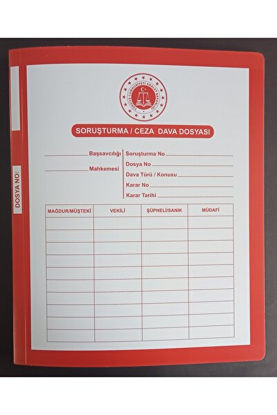 DEFTERSAN Hukuk Avukat Soruşturma Ceza Dava Mahkeme Dosyası Kırmızı 25 Adet