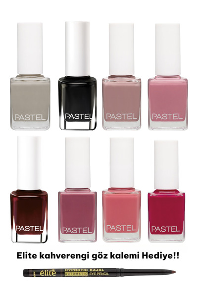 Pastel Oje 8 li Set 424-425-426-427-428-429-119-38 + Kahverengi göz kalemi hediye !!