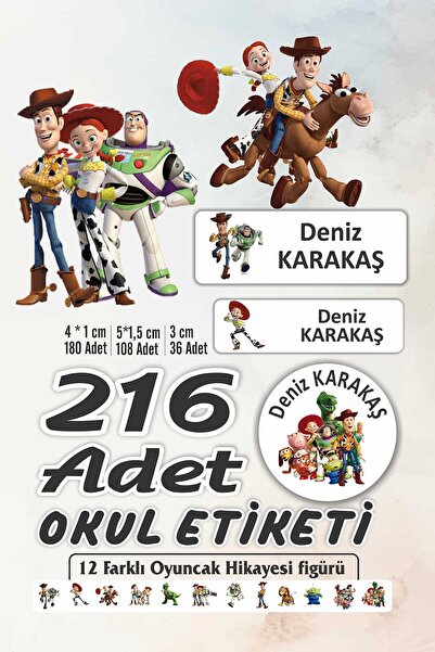 Vice Kişiye Özel Oyuncak Hikayesi Temalı Sticker (216 Adet Defter Kalem okul ...